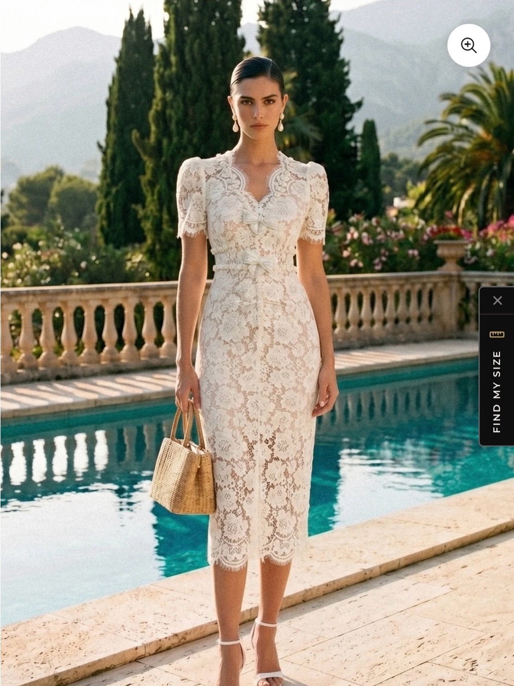 Scalloped Lace Midi Dress in Ivory — Elegant Women's Occasion Dress